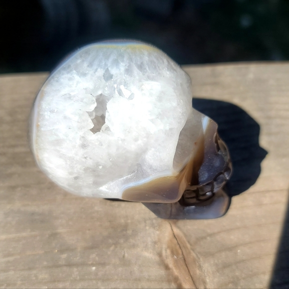 INCREDIBLE Smokey Quartz handcarved drutzy Agate Skull sz medium - Picture 5 of 10